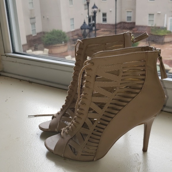 Charlotte Russe Shoes - Nude Laced Up Heels